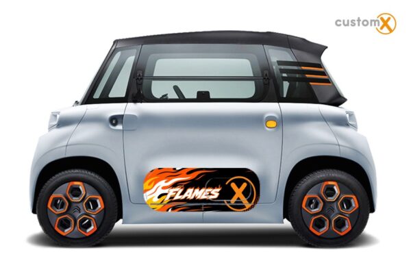 Adesivi Citroen Ami FLAMES applicati sullo sportello