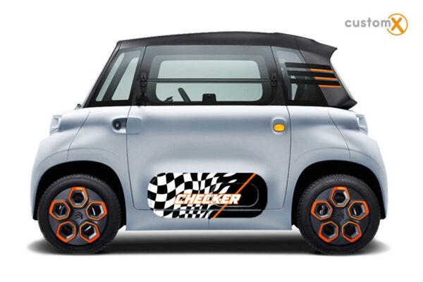 Adesivi Citroen Ami CHECKER applicati sullo sportello