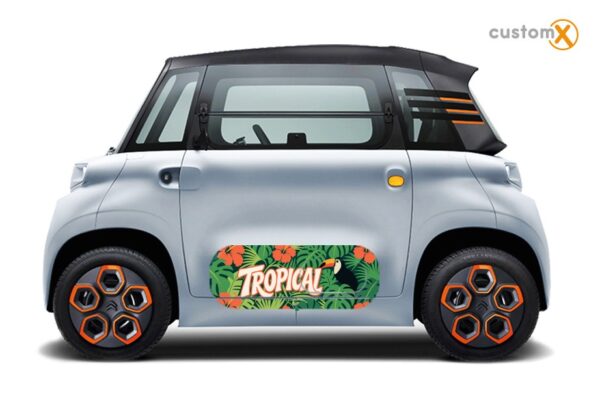 Adesivi Citroen Ami TROPICAL applicati sullo sportello