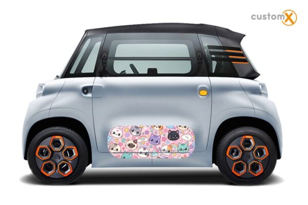 Adesivi Citroen Ami KAWAII applicati sullo sportello
