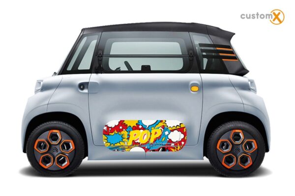 Adesivi Citroen Ami POP applicati sullo sportello