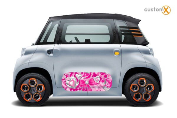 Adesivi Citroen Ami PINK applicati sullo sportello