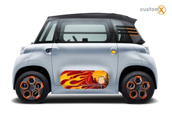 Adesivi Citroen Ami BLAZE applicati sullo sportello